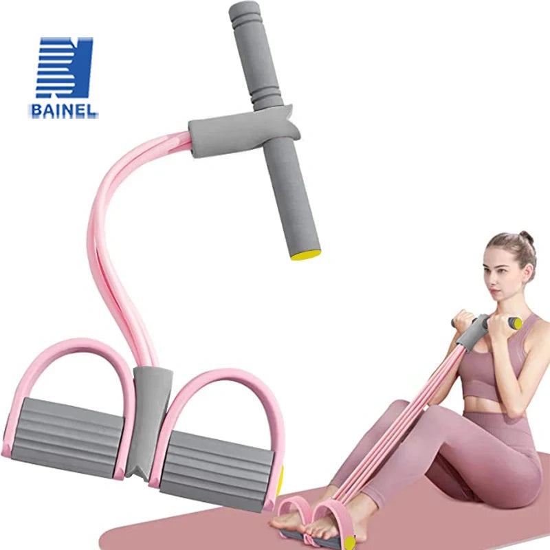 Bandes de Résistance à Pédales – Élastique de Fitness 4 Tubes pour Abdomen, Taille et Bras