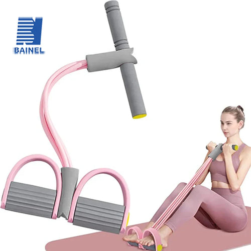 Bandes de Résistance à Pédales – Élastique de Fitness 4 Tubes pour Abdomen, Taille et Bras