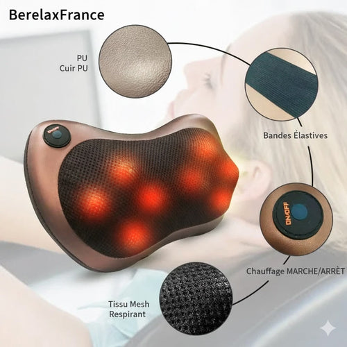 Châle de Massage Cervical Chauffant – Shiatsu 3D pour Cou, Épaules, Dos et Trapèzes