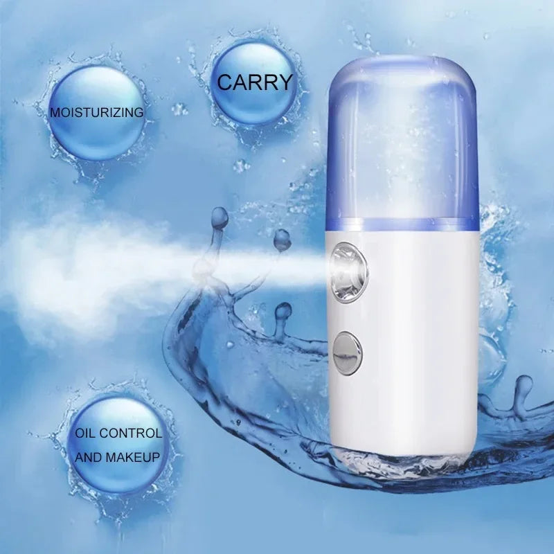 Nano Facial Hydrator Sprayer – Mini Rechargeable Face Steamer & Humidifier pour Soins de Peau & Beauté