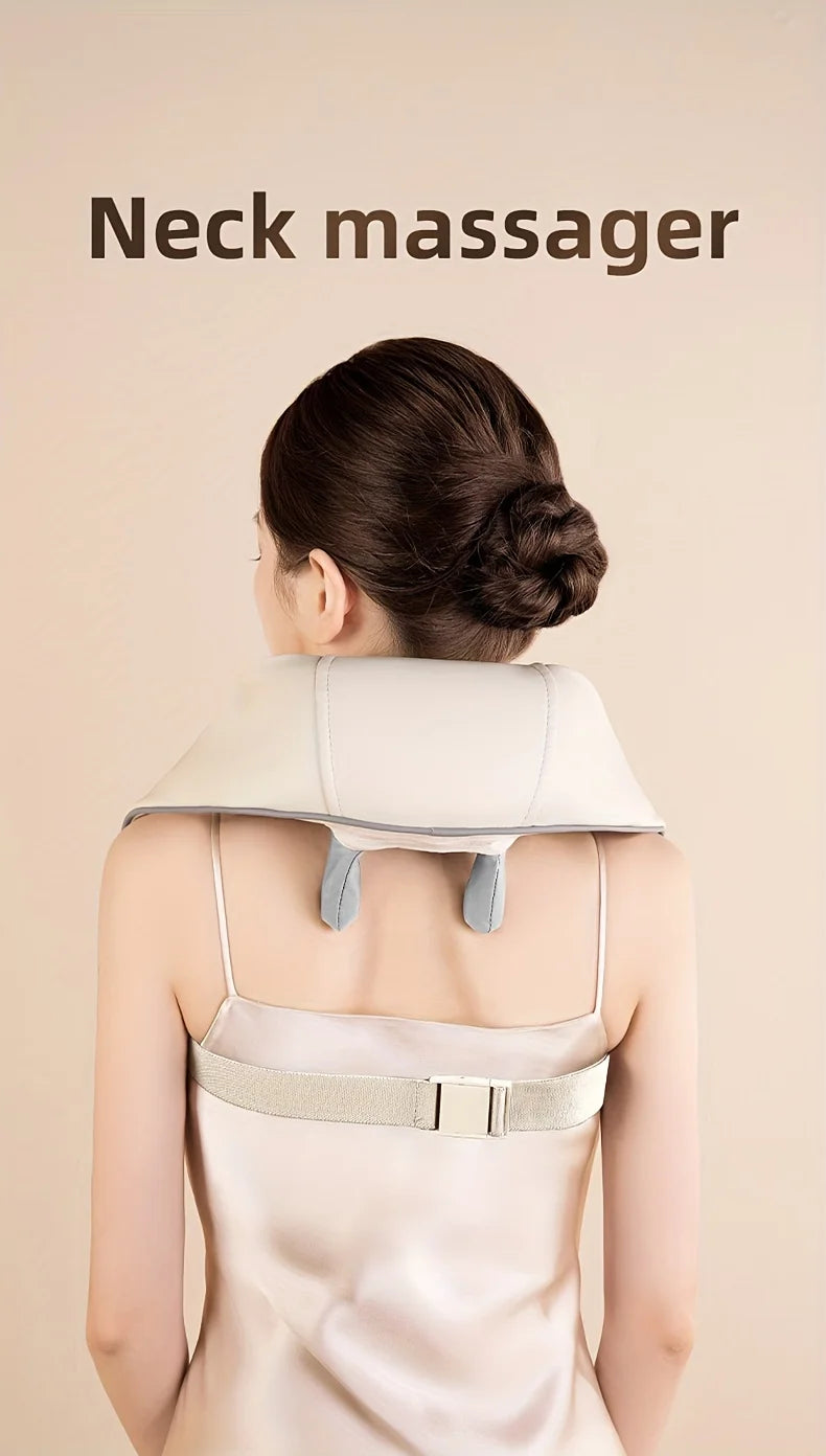 Écharpe de Massage Chauffante Électrique – Shiatsu Pétrissant pour Cou, Épaules, Dos et Trapèze