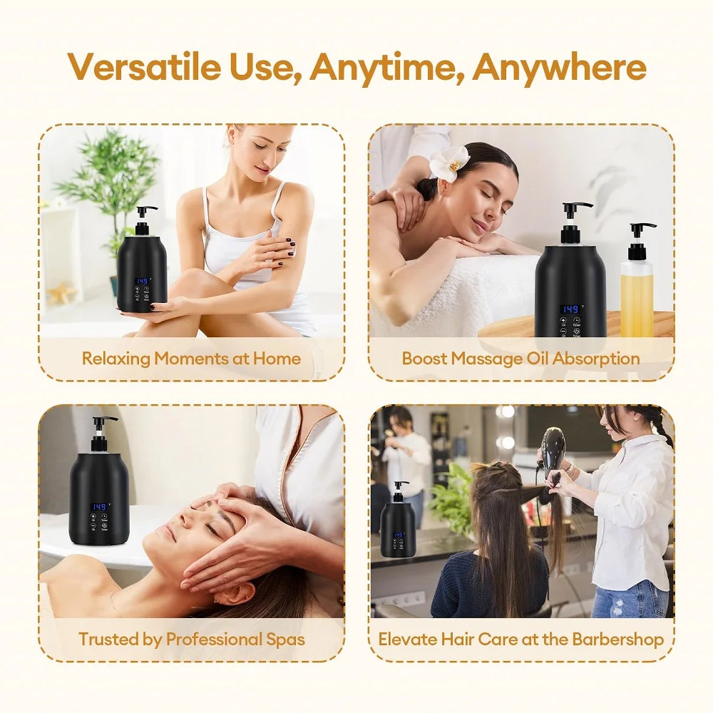Chauffe-Huile de Massage Électrique – Chauffe-Bouteille LED avec Réglage de Température - BeRelaxFance