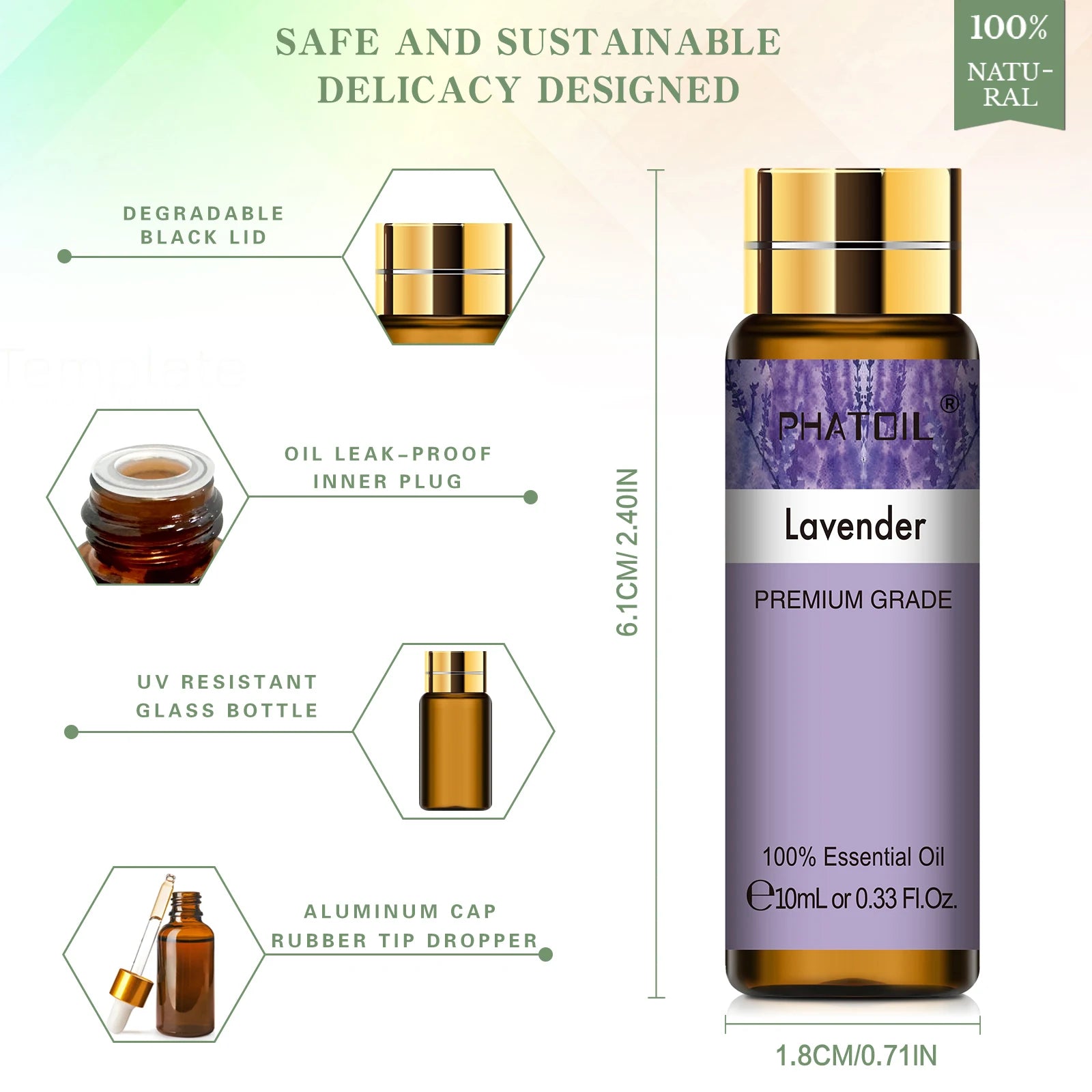 PHATOIL Huiles Essentielles 10ml – Rose, Vanille, Néroli, Menthe Verte | Huile Naturelle Pure pour Diffuseur, Massage, Bougies et Soins