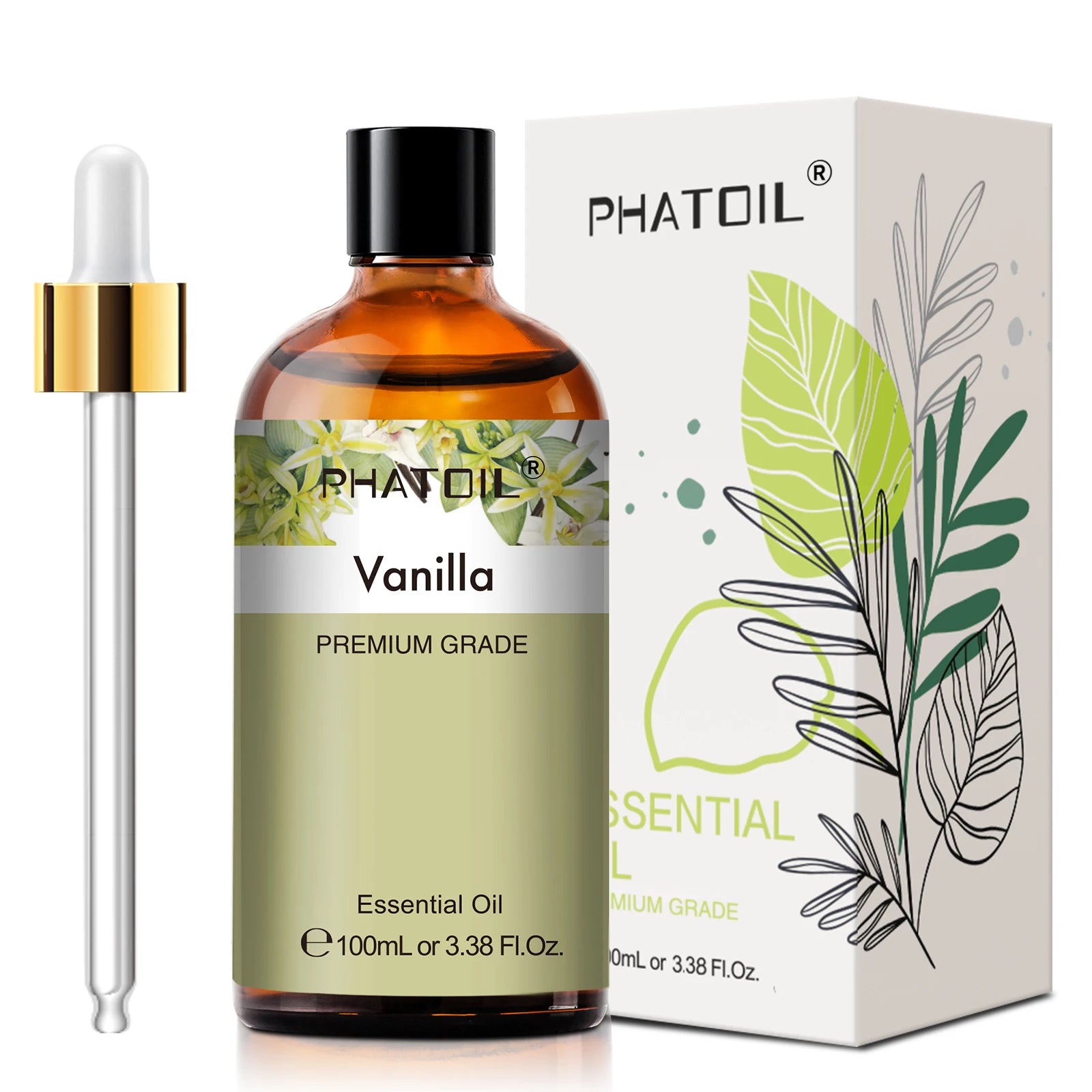 PHATOIL Huiles Essentielles 100ml – Lavande, Jasmin, Vanille, Eucalyptus | Huile Naturelle Pure pour Diffuseur, Bougie, Massage et Relaxation
