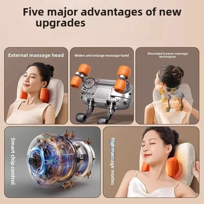 Oreiller de Massage Électrique Chauffant JAIYORL – Shiatsu Sans Fil pour Cou, Trapèzes, Dos, Taille et Jambes