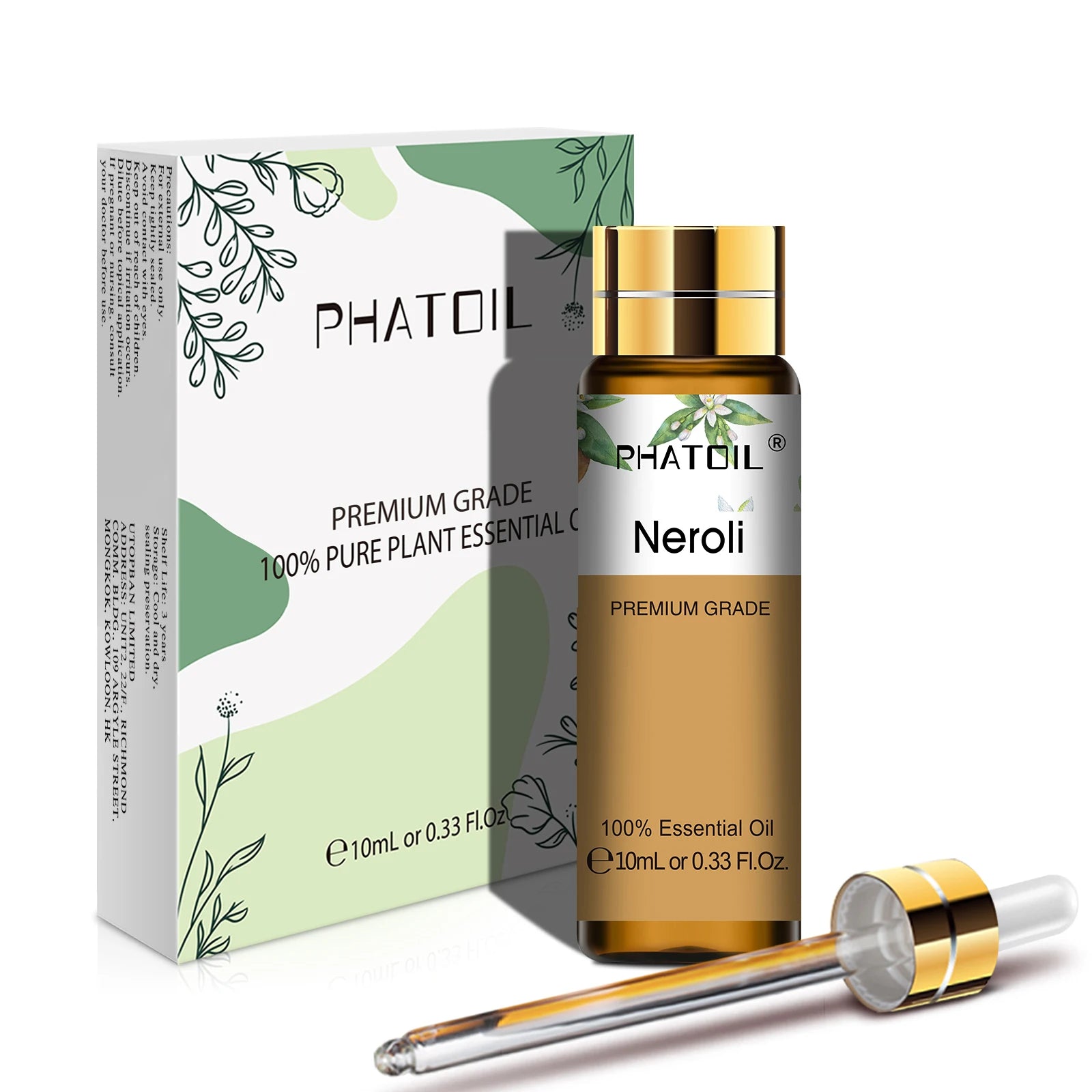 PHATOIL Huiles Essentielles 10ml – Rose, Vanille, Néroli, Menthe Verte | Huile Naturelle Pure pour Diffuseur, Massage, Bougies et Soins