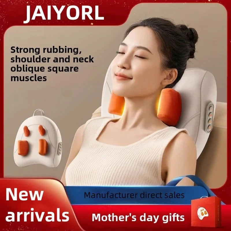 Oreiller de Massage Électrique Chauffant JAIYORL – Shiatsu Sans Fil pour Cou, Trapèzes, Dos, Taille et Jambes
