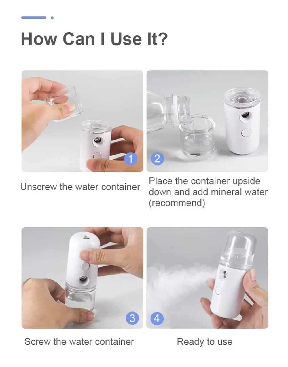 Nano Facial Hydrator Sprayer – Mini Rechargeable Face Steamer & Humidifier pour Soins de Peau & Beauté