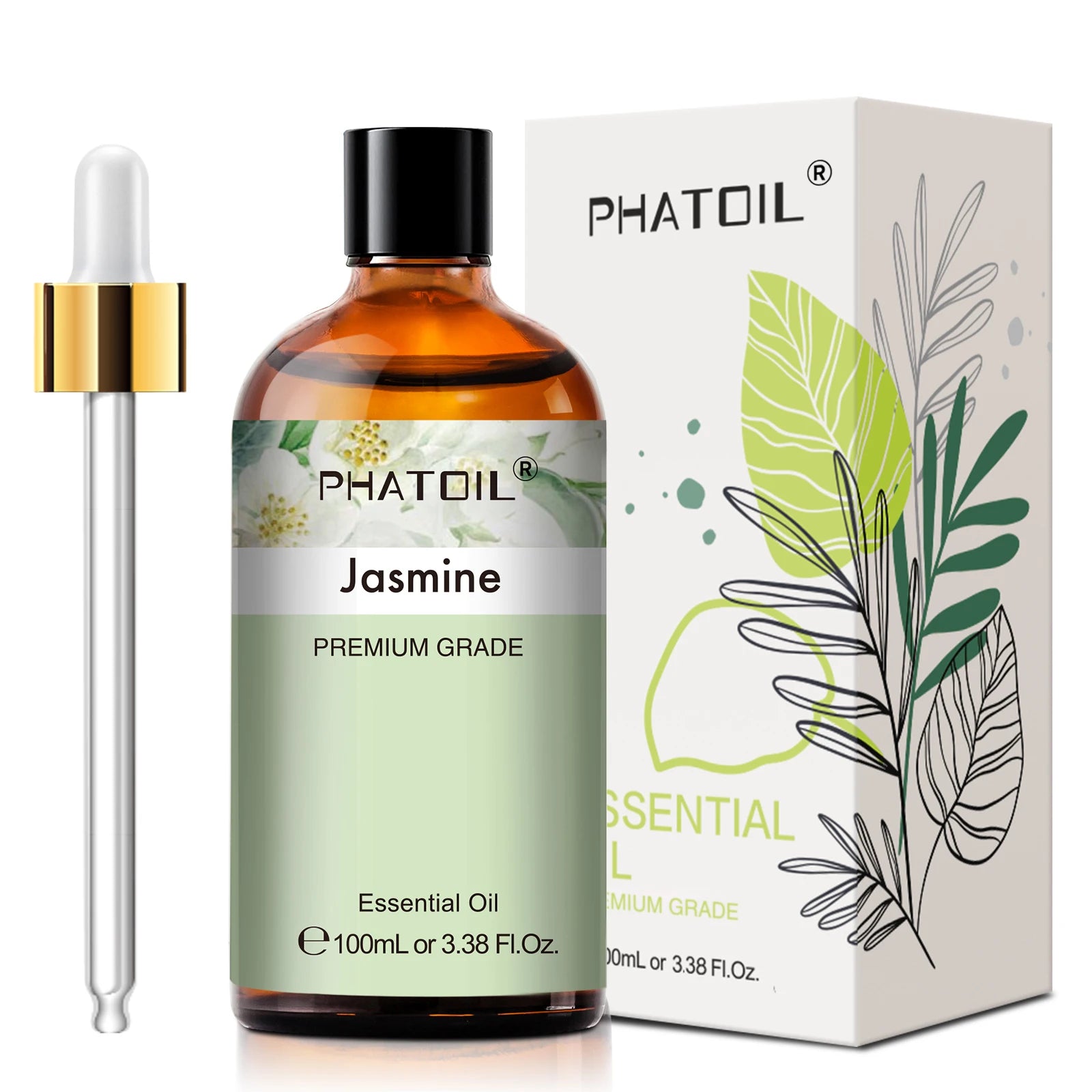 PHATOIL Huiles Essentielles 100ml – Lavande, Jasmin, Vanille, Eucalyptus | Huile Naturelle Pure pour Diffuseur, Bougie, Massage et Relaxation