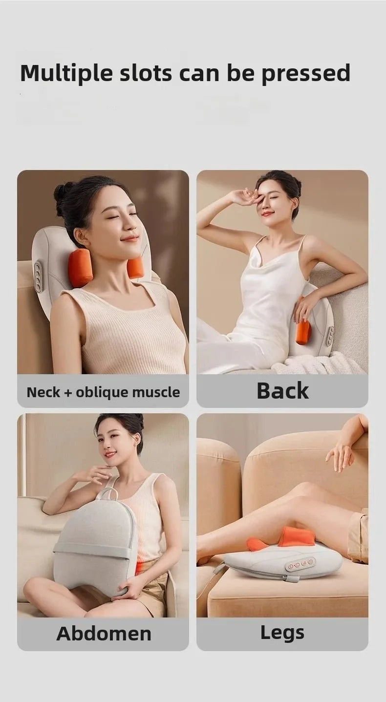 Oreiller de Massage Électrique Chauffant JAIYORL – Shiatsu Sans Fil pour Cou, Trapèzes, Dos, Taille et Jambes