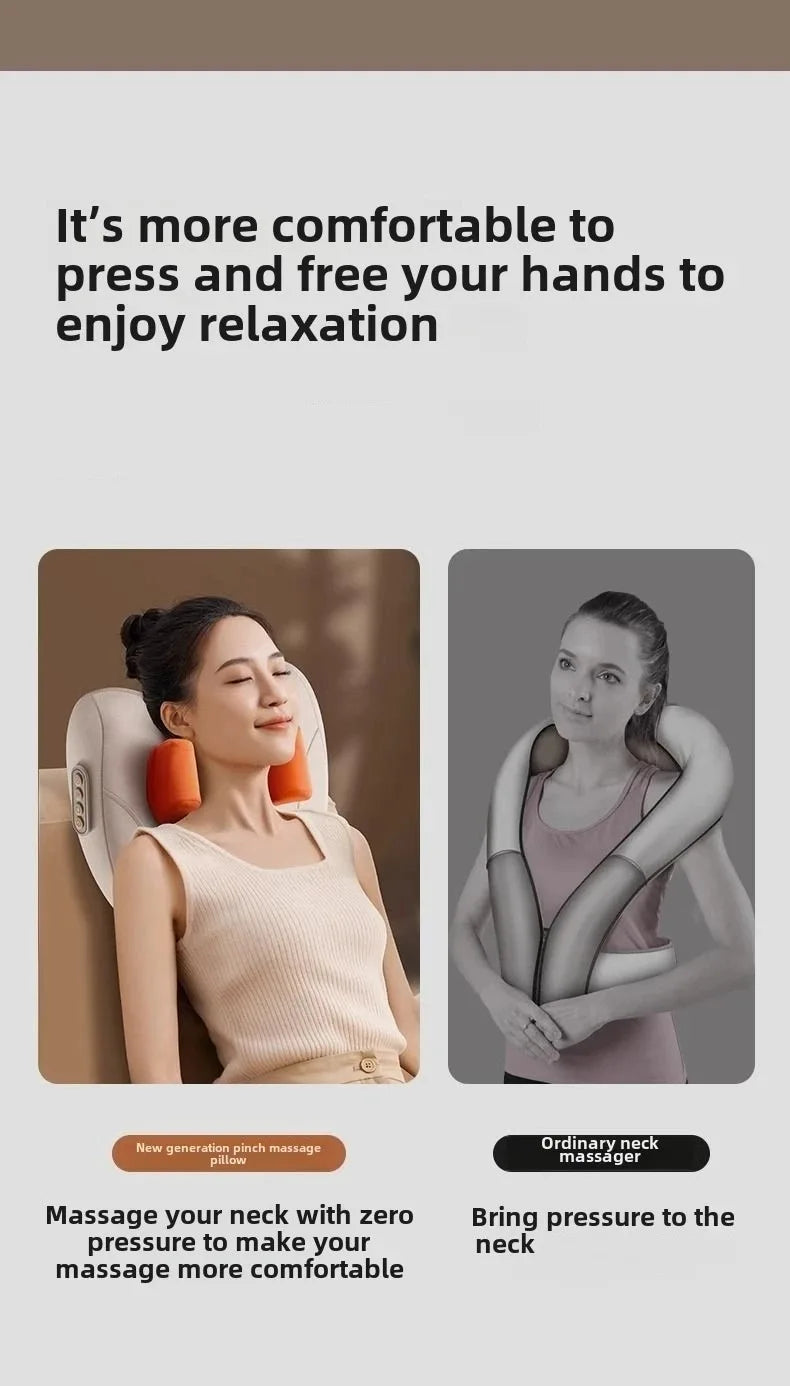 Oreiller de Massage Électrique Chauffant JAIYORL – Shiatsu Sans Fil pour Cou, Trapèzes, Dos, Taille et Jambes