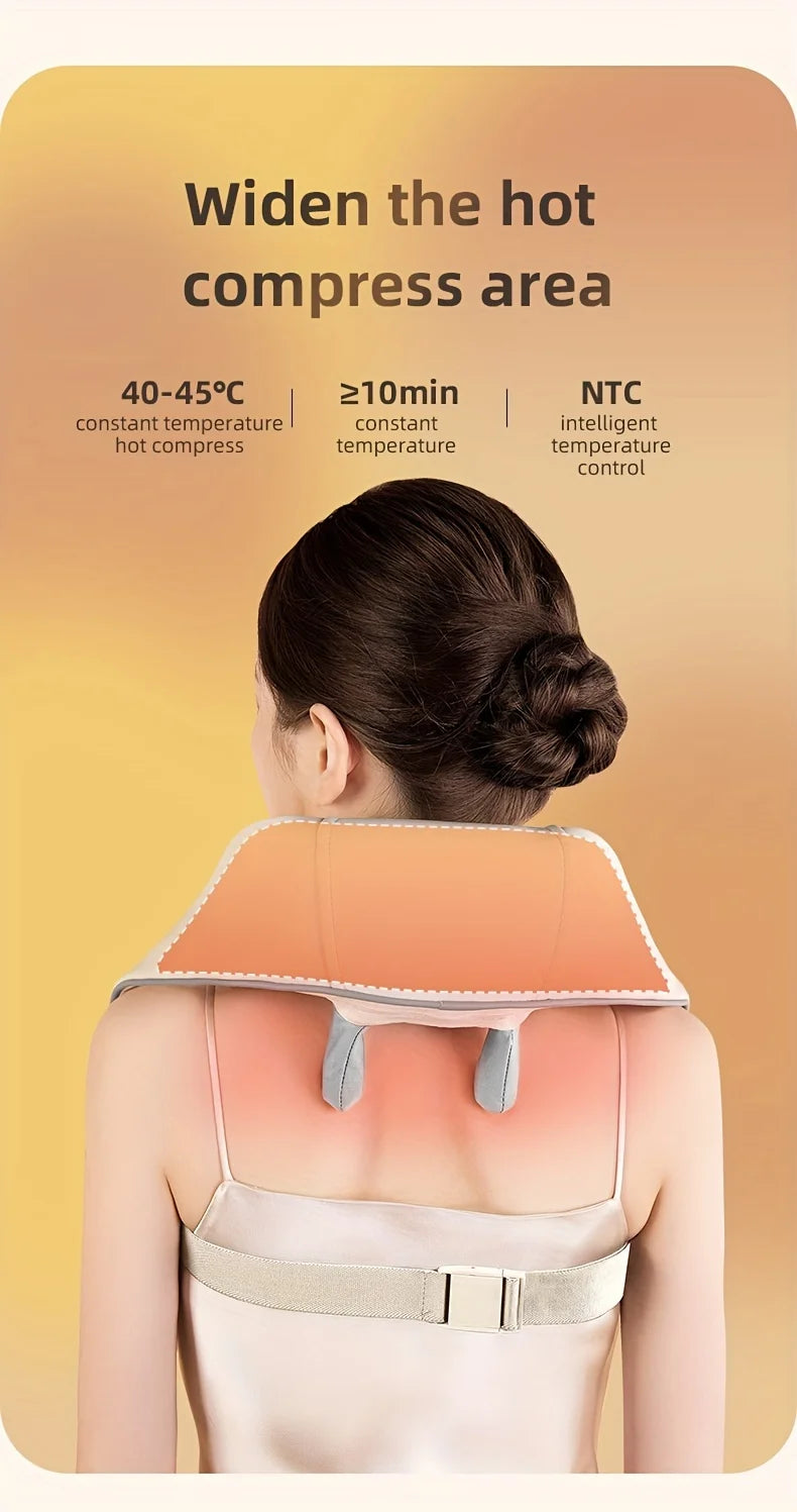 Écharpe de Massage Chauffante Électrique – Shiatsu Pétrissant pour Cou, Épaules, Dos et Trapèze