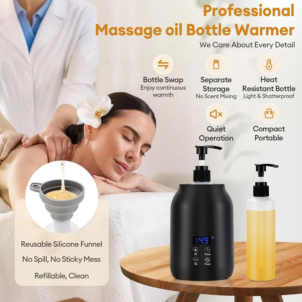 Chauffe-Huile de Massage Électrique – Chauffe-Bouteille LED avec Réglage de Température - BeRelaxFance