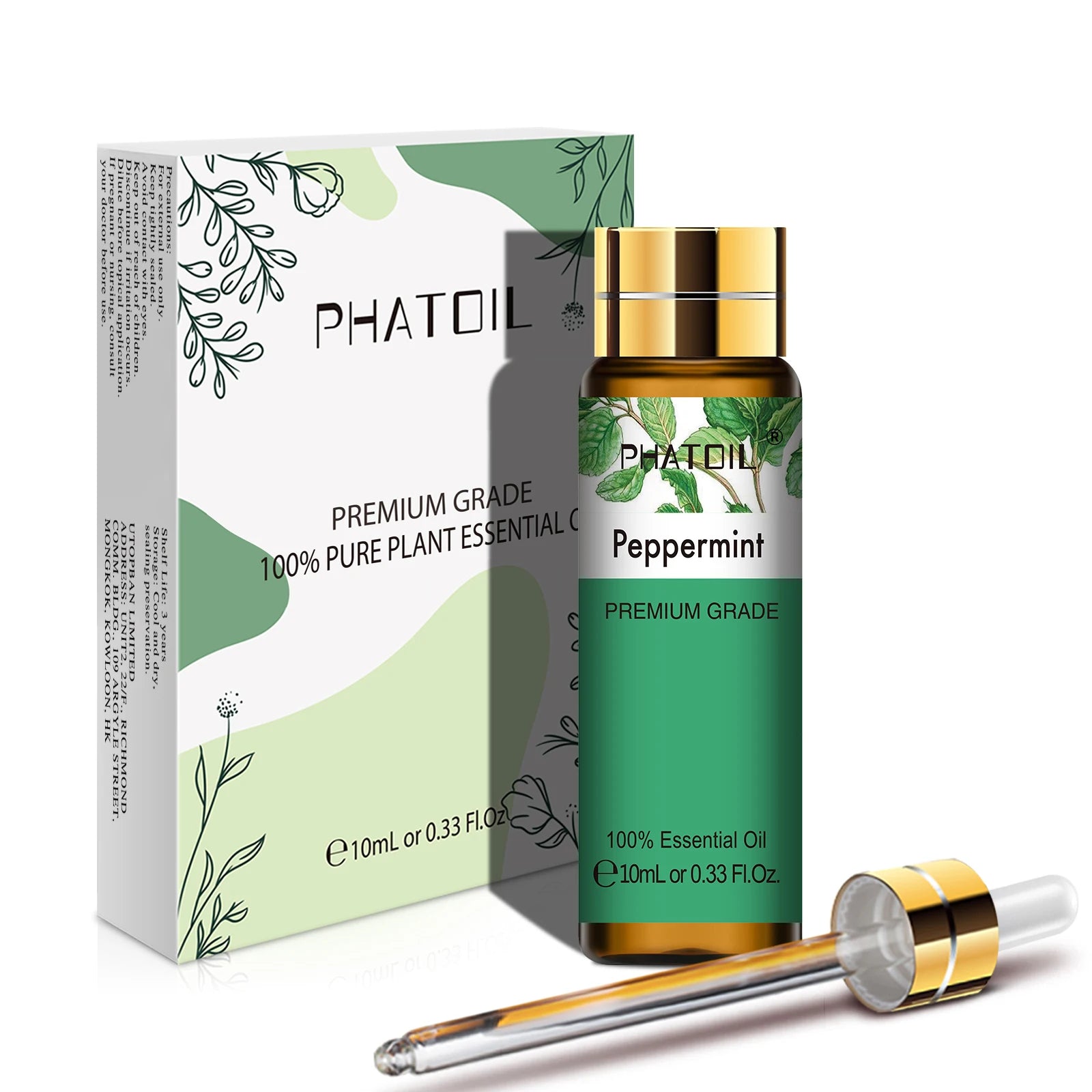 PHATOIL Huiles Essentielles 10ml – Rose, Vanille, Néroli, Menthe Verte | Huile Naturelle Pure pour Diffuseur, Massage, Bougies et Soins