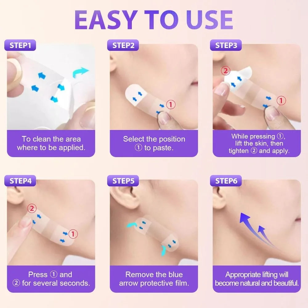 Face Lift Tape Invisible – 50/100 Pièces | Lifting Instantané du Visage & Réduction des Rides – Waterproof & Transparent