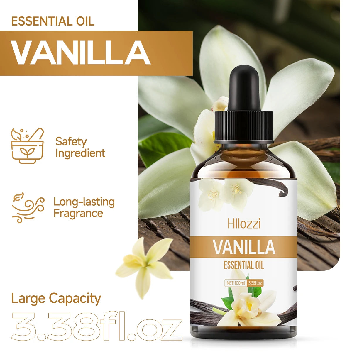 Huile Essentielle de Vanille Pure – Aromathérapie, Soins Visage & Corps, Diffuseur, DIY Cosmétiques - BeRelaxFance