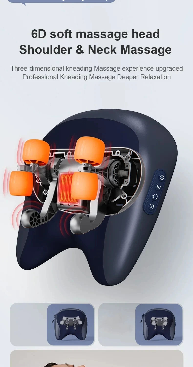 Oreiller de Massage Électrique Chauffant JAIYORL – Shiatsu Sans Fil pour Cou, Trapèzes, Dos, Taille et Jambes