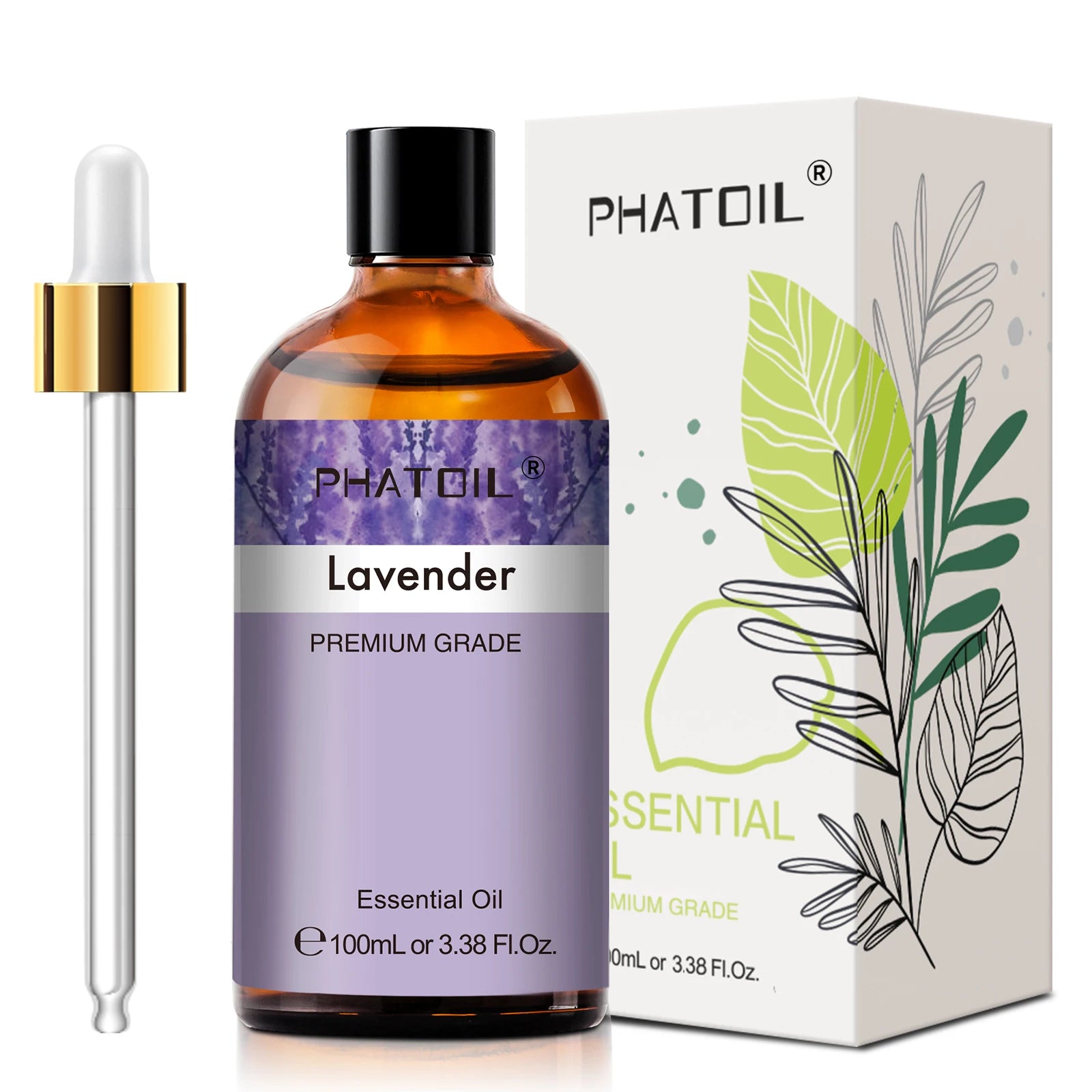 PHATOIL Huiles Essentielles 100ml – Lavande, Jasmin, Vanille, Eucalyptus | Huile Naturelle Pure pour Diffuseur, Bougie, Massage et Relaxation
