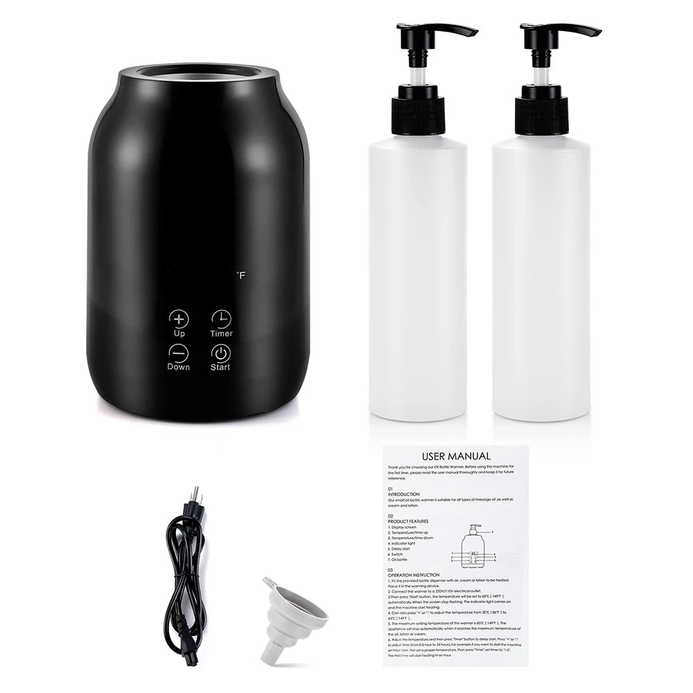 Chauffe-Huile de Massage Électrique – Chauffe-Bouteille LED avec Réglage de Température - BeRelaxFance