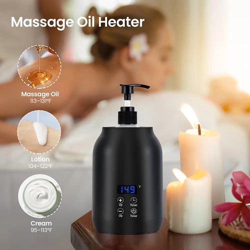 Chauffe-Huile de Massage Électrique – Chauffe-Bouteille LED avec Réglage de Température - BeRelaxFance