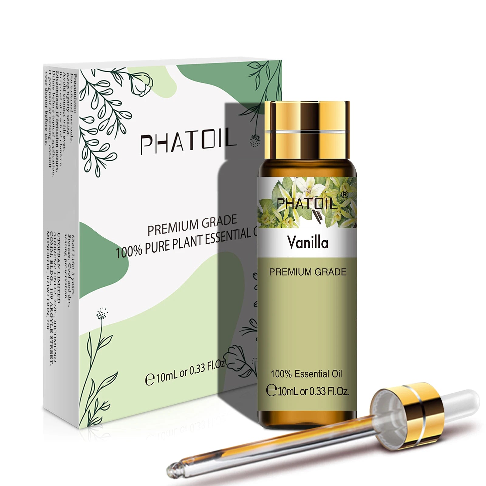 PHATOIL Huiles Essentielles 10ml – Rose, Vanille, Néroli, Menthe Verte | Huile Naturelle Pure pour Diffuseur, Massage, Bougies et Soins