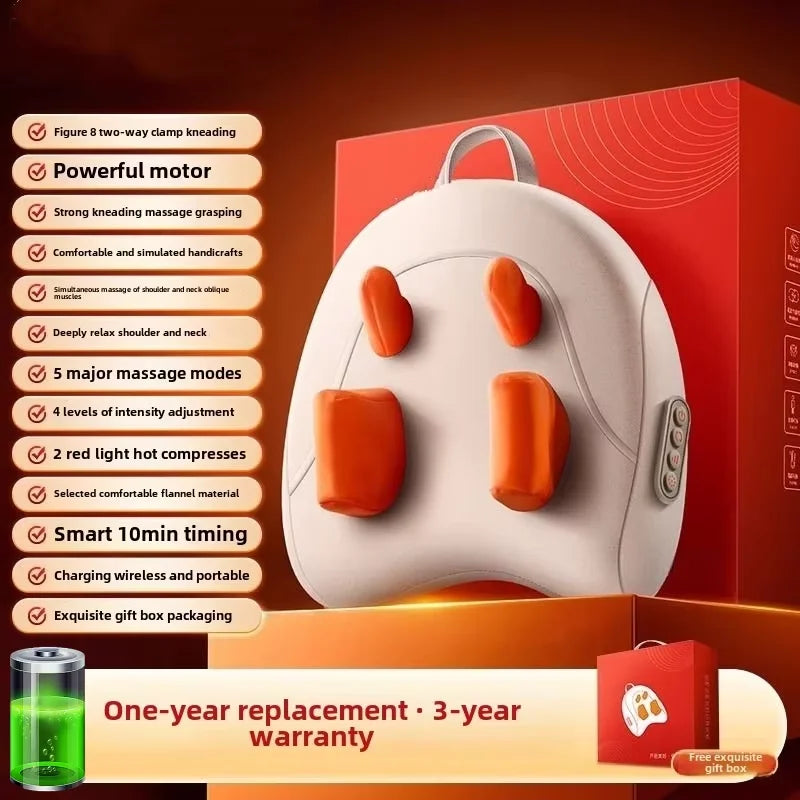 Oreiller de Massage Électrique Chauffant JAIYORL – Shiatsu Sans Fil pour Cou, Trapèzes, Dos, Taille et Jambes