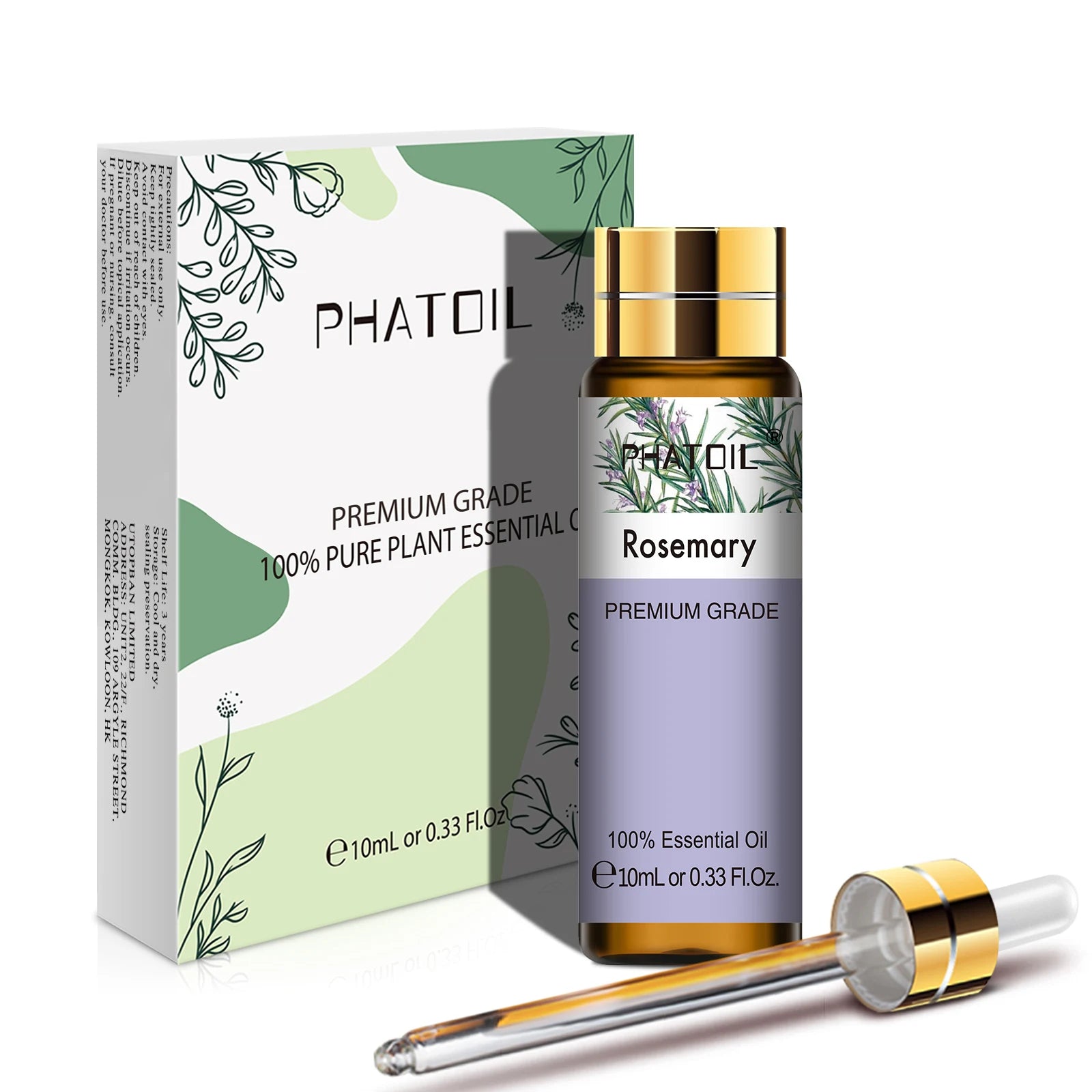 PHATOIL Huiles Essentielles 10ml – Rose, Vanille, Néroli, Menthe Verte | Huile Naturelle Pure pour Diffuseur, Massage, Bougies et Soins