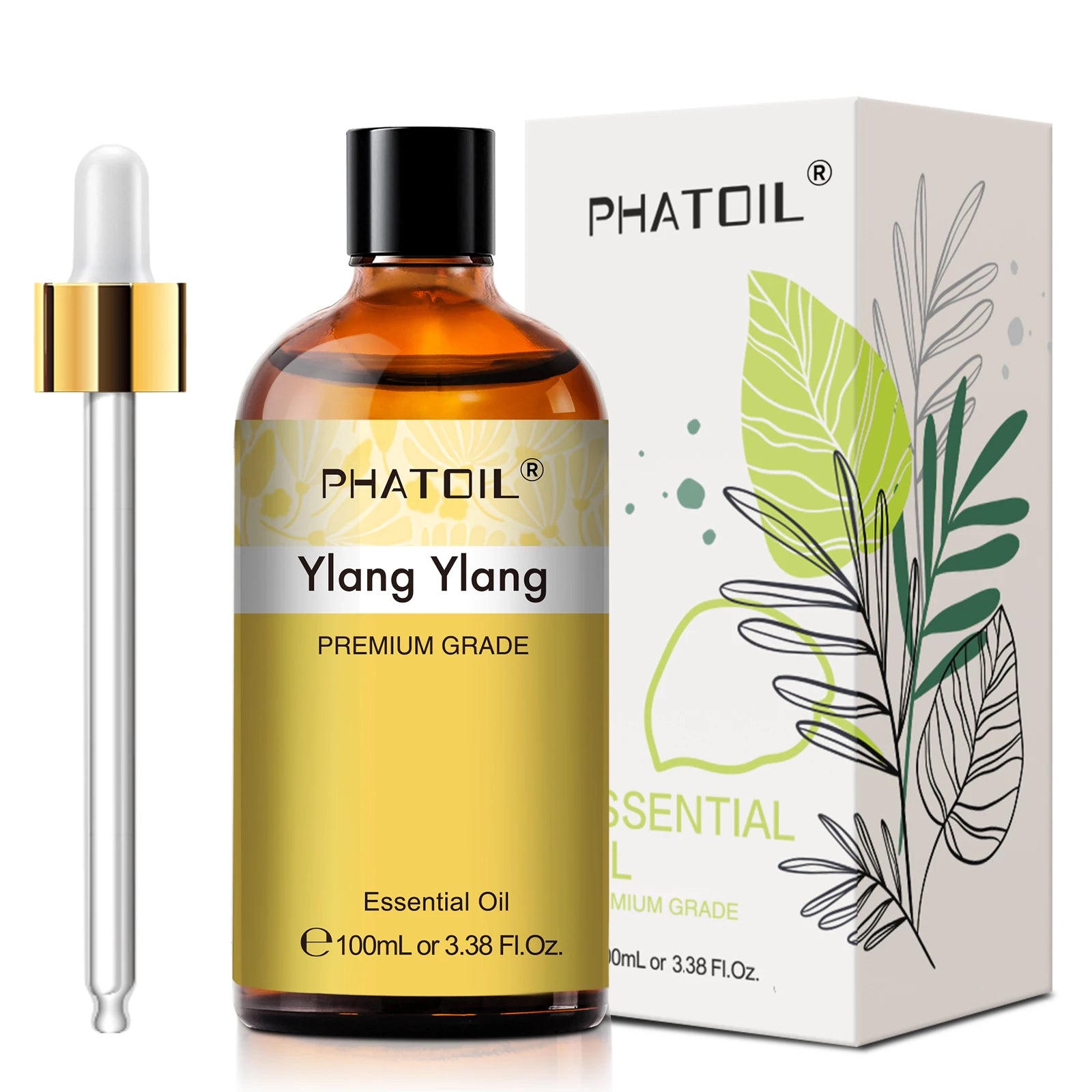 PHATOIL Huiles Essentielles 100ml – Lavande, Jasmin, Vanille, Eucalyptus | Huile Naturelle Pure pour Diffuseur, Bougie, Massage et Relaxation