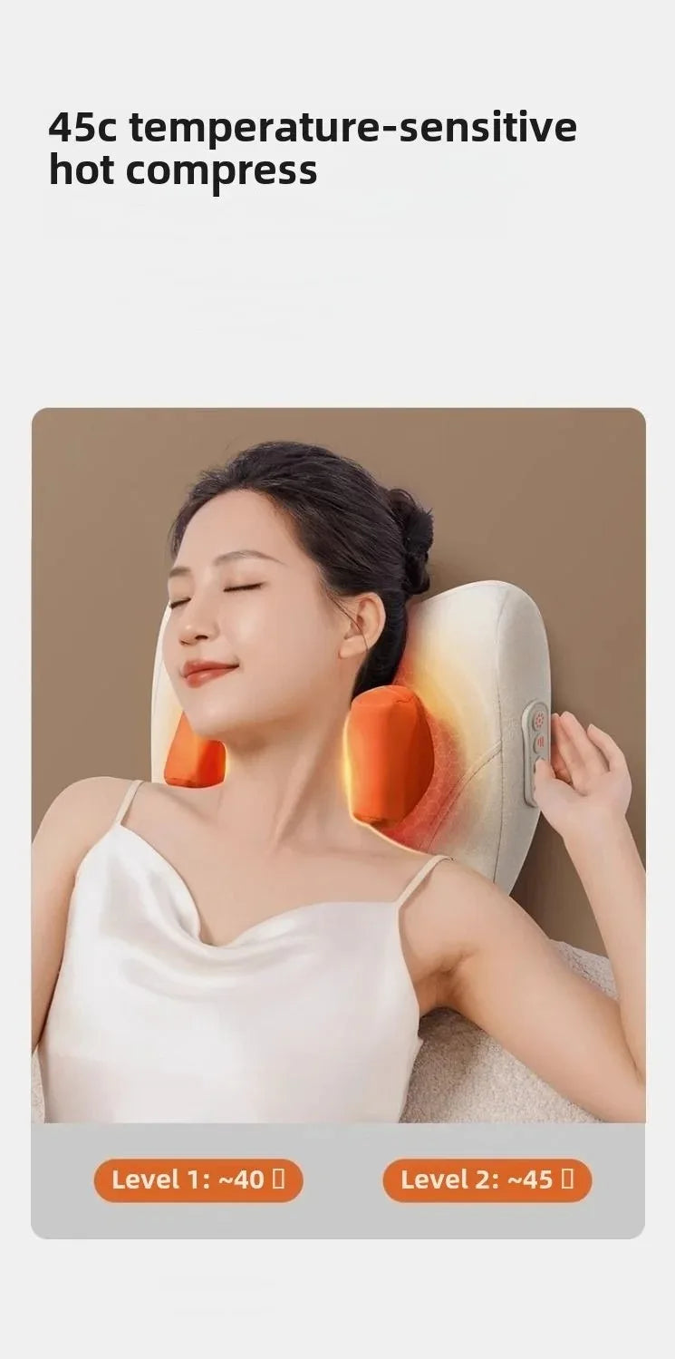 Oreiller de Massage Électrique Chauffant JAIYORL – Shiatsu Sans Fil pour Cou, Trapèzes, Dos, Taille et Jambes
