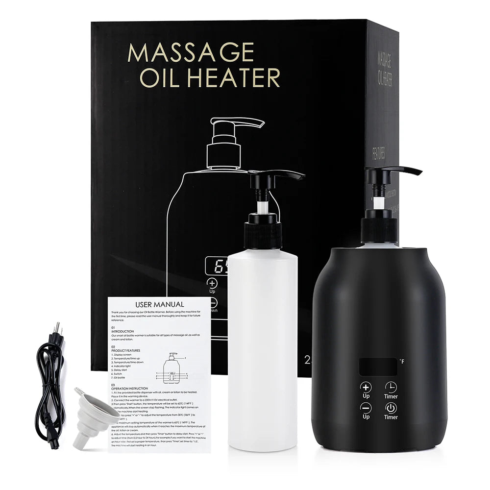 Chauffe-Huile de Massage Électrique – Chauffe-Bouteille LED avec Réglage de Température - BeRelaxFance