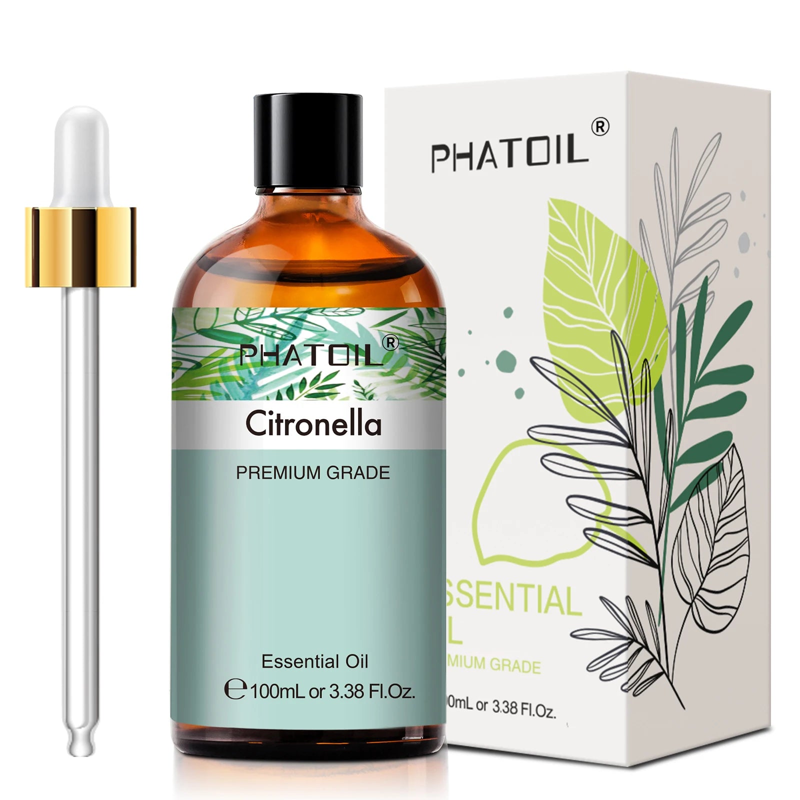 PHATOIL Huiles Essentielles 100ml – Lavande, Jasmin, Vanille, Eucalyptus | Huile Naturelle Pure pour Diffuseur, Bougie, Massage et Relaxation