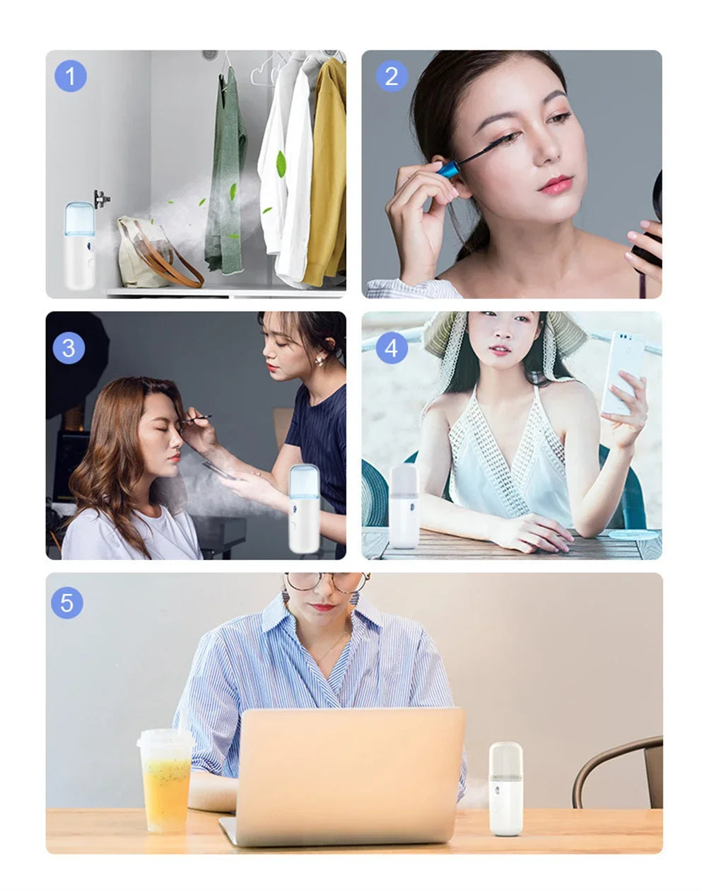 Nano Facial Hydrator Sprayer – Mini Rechargeable Face Steamer & Humidifier pour Soins de Peau & Beauté