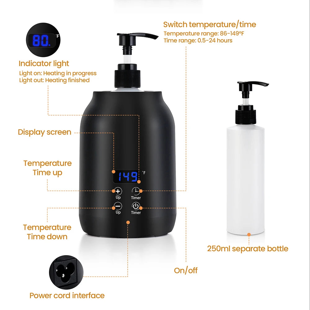 Chauffe-Huile de Massage Électrique – Chauffe-Bouteille LED avec Réglage de Température - BeRelaxFance