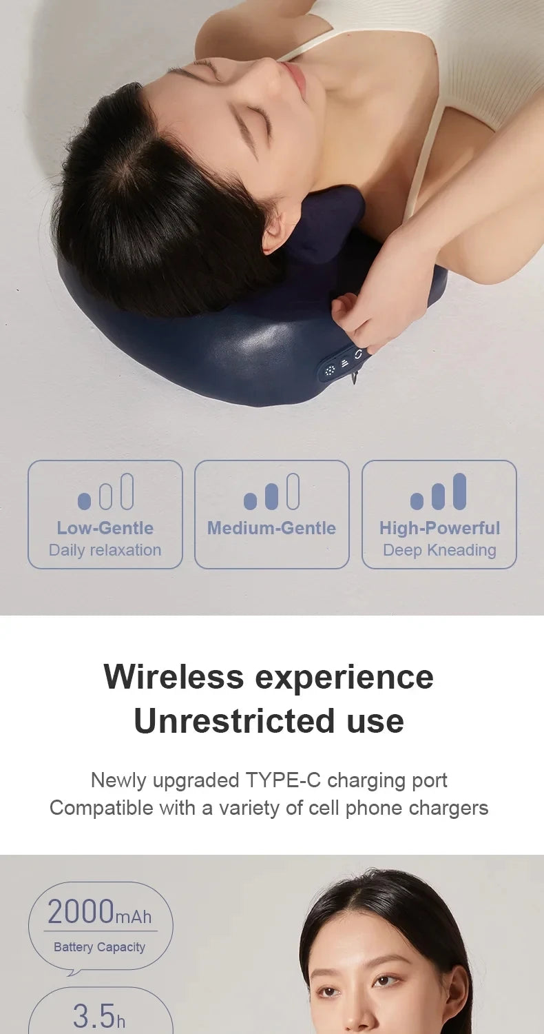 Oreiller de Massage Électrique Chauffant JAIYORL – Shiatsu Sans Fil pour Cou, Trapèzes, Dos, Taille et Jambes